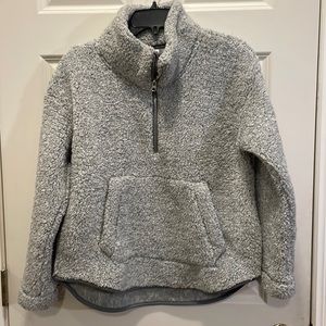 Old Navy Gray Plush Sherpa Pullover 1/4 Zip Sz Small